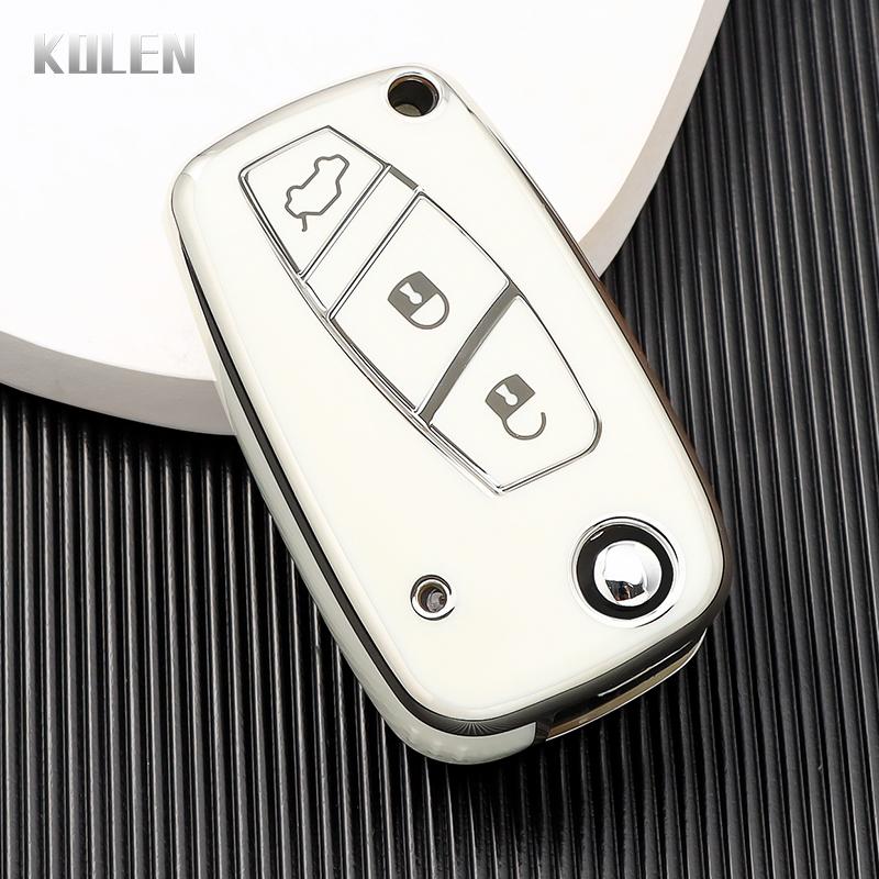 New TPU Car Flip Key Case Cover For FIAT 500 Panda Stilo Ducato Punto Doblo Bravo 3 Buttons Protected Holder Fob Bag Accessories