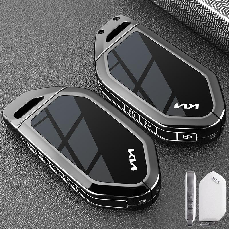 Leather Car Key Case Cover For 2024 Kia EV9 Picanto Carnival Seltos K5 KA4 Sorento Morning Protection Key Chain Buckle Keyless