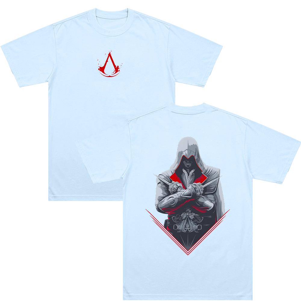 Assassin's Creed T-Shirt Retro Spielcharakter Grafikdruck T-Shirt Herren Mode Lässig Kurzarm T-Shirt Unisex Baumwolle T-Shirt
