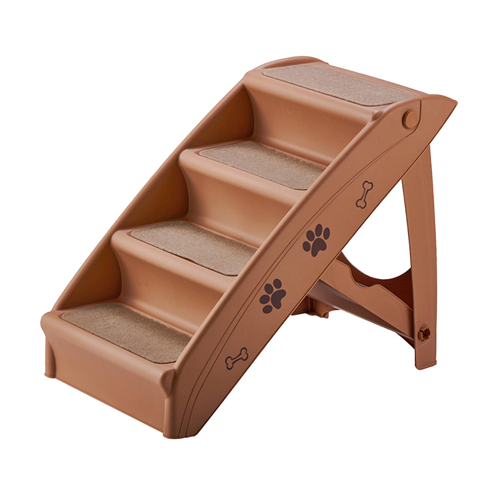 

Portable Dog Stairs Steps Pet Ladder Climbing Cat Ramp for SUV Tall Soft Bed кофейный
