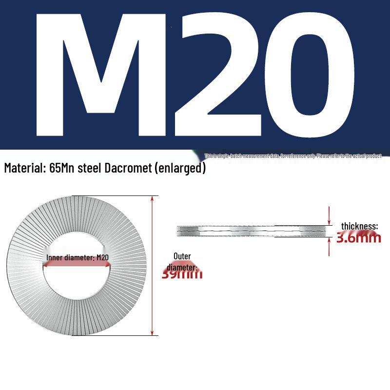 304 Stainless Steel Double Stack Self-Locking Washer with 65Mn Manganese, Anti-Loosening, Double-Sided Tooth Layer