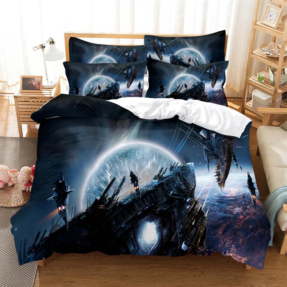 

Outer Space Fashion Bedding Set 2/3Pcs 3D Digital Printing Duvet Cover Sets 1 Quilt Cover + 1/2 Pillowcases Us/Eu/Au Size EU Twin(135x200cm)