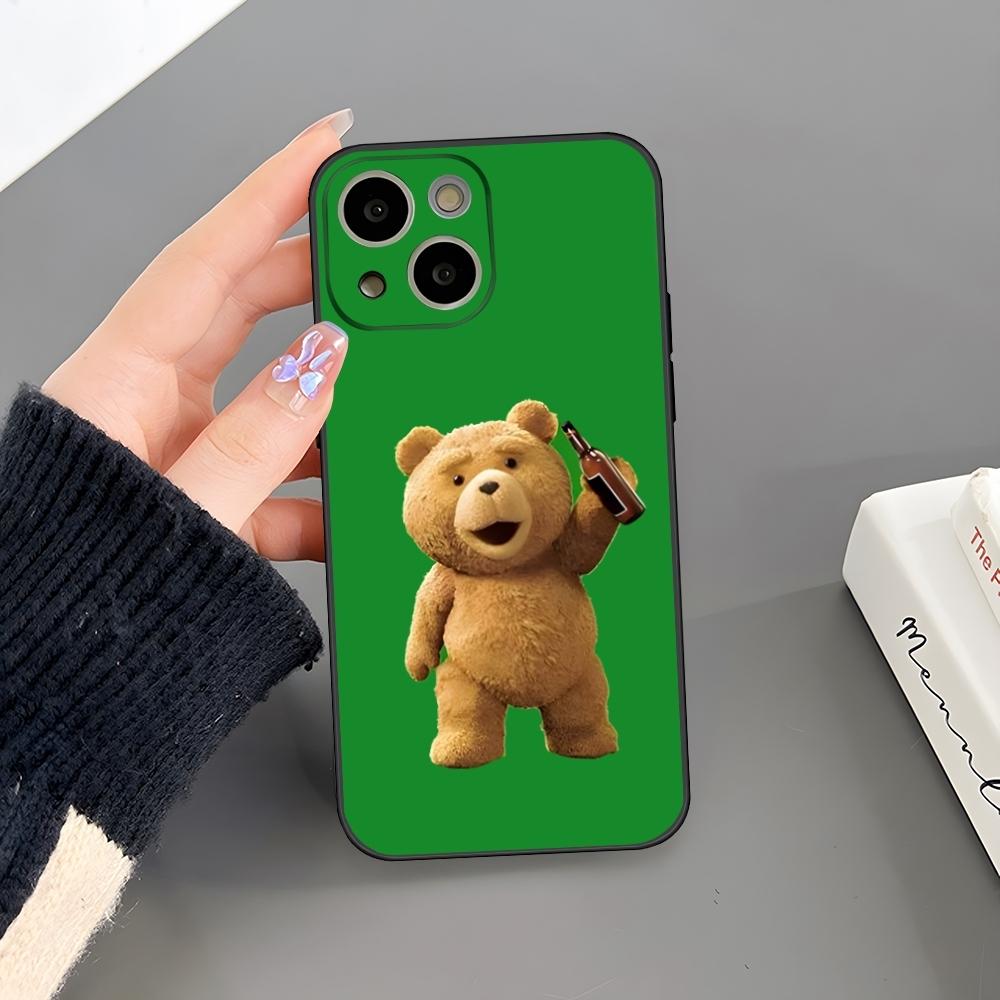 Cartoon Teddy Bear Phone Case For Iphone 15 Pro Max 14 Pro 16 Plus 12 13 11 Xr X Xs 8 7 Plus Silicone Back Cover