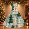 Damen Weihnachtsdruck Off-Shoulder Vintage Kleid