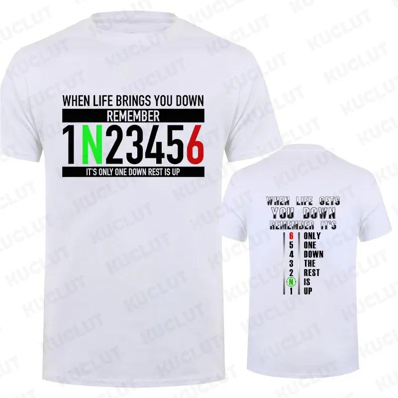 Motorcycle Gear Graphic T Shirts for Men Classic Male Tshirts When Life Gets You Down Print Tees Men Oversized Y2k Clothing