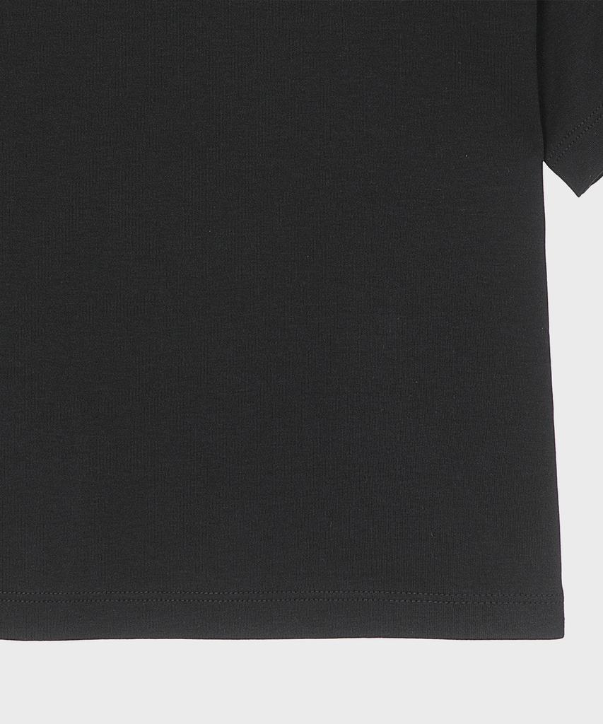 BASIC HOUSE Women'S Round Crop Short Sleeve T-Shirt Black Lats0202