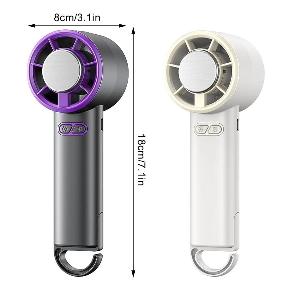 Portable Handheld Fan with Ice Cooling Technology, Three Speed, Rechargeable Cream Model