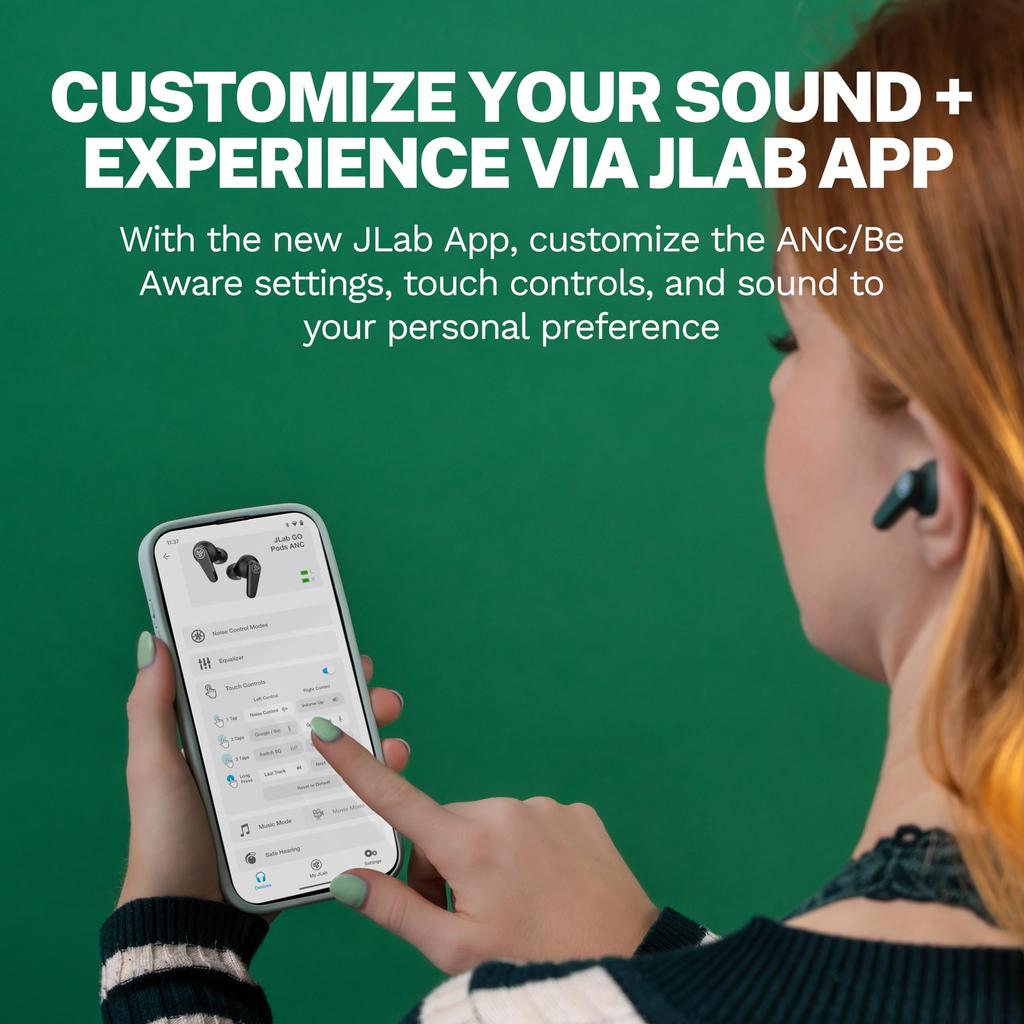 JLab Go Pods ANC Wireless Earphones, Sage Gray