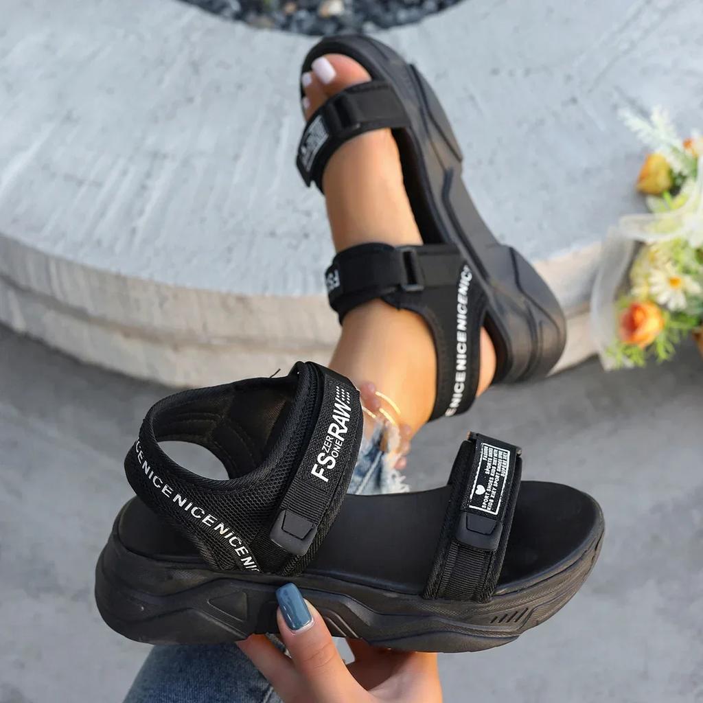 2025 Nowe Damskie Sandały Casualowe Podwyższające Koturny Wysokie Obcasy Buty Sportowe Kobiety Lato Trend Platforma Klin Plażowe Damskie Sandały