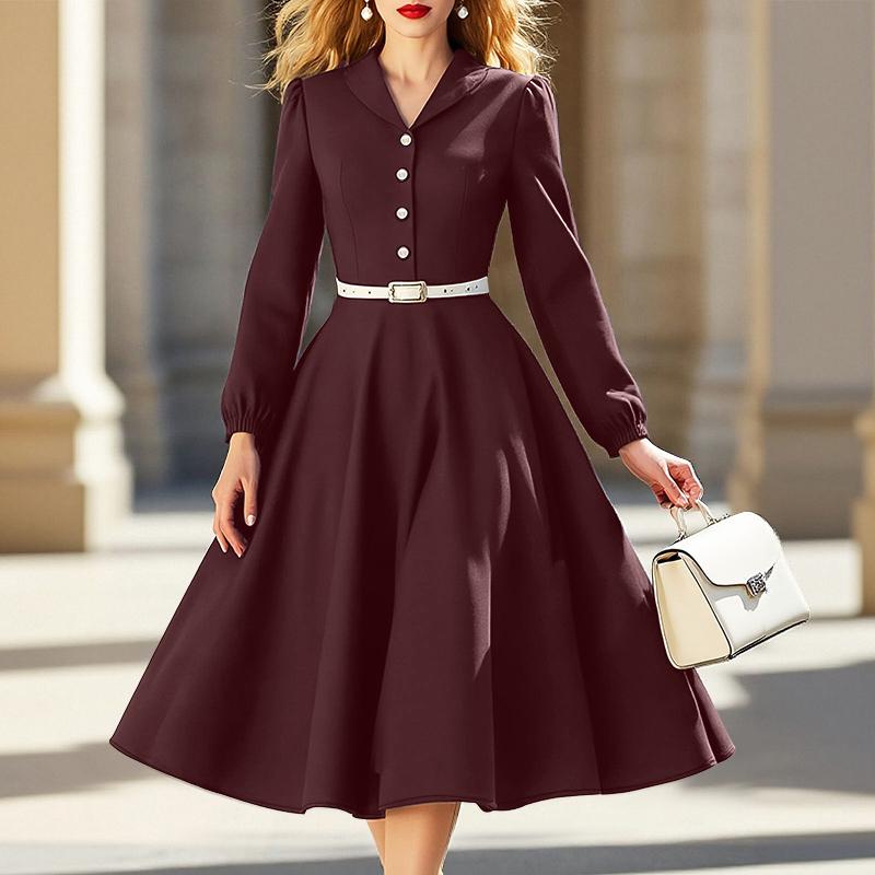 ZANZEA Women Casual Turn Down Collar Long Sleeve Loose Dress