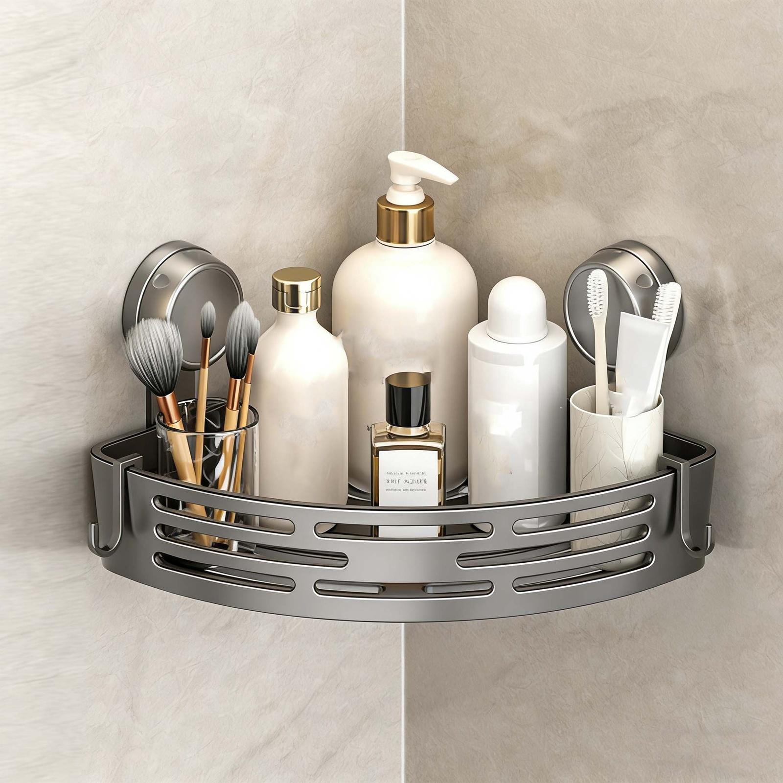 

Suction Cup Corner Shelves No Drilling Bathroom Storage Rack, Shower Shelf Suction Cup Shower Caddy Corners Organizer Storage Rack Adhesi