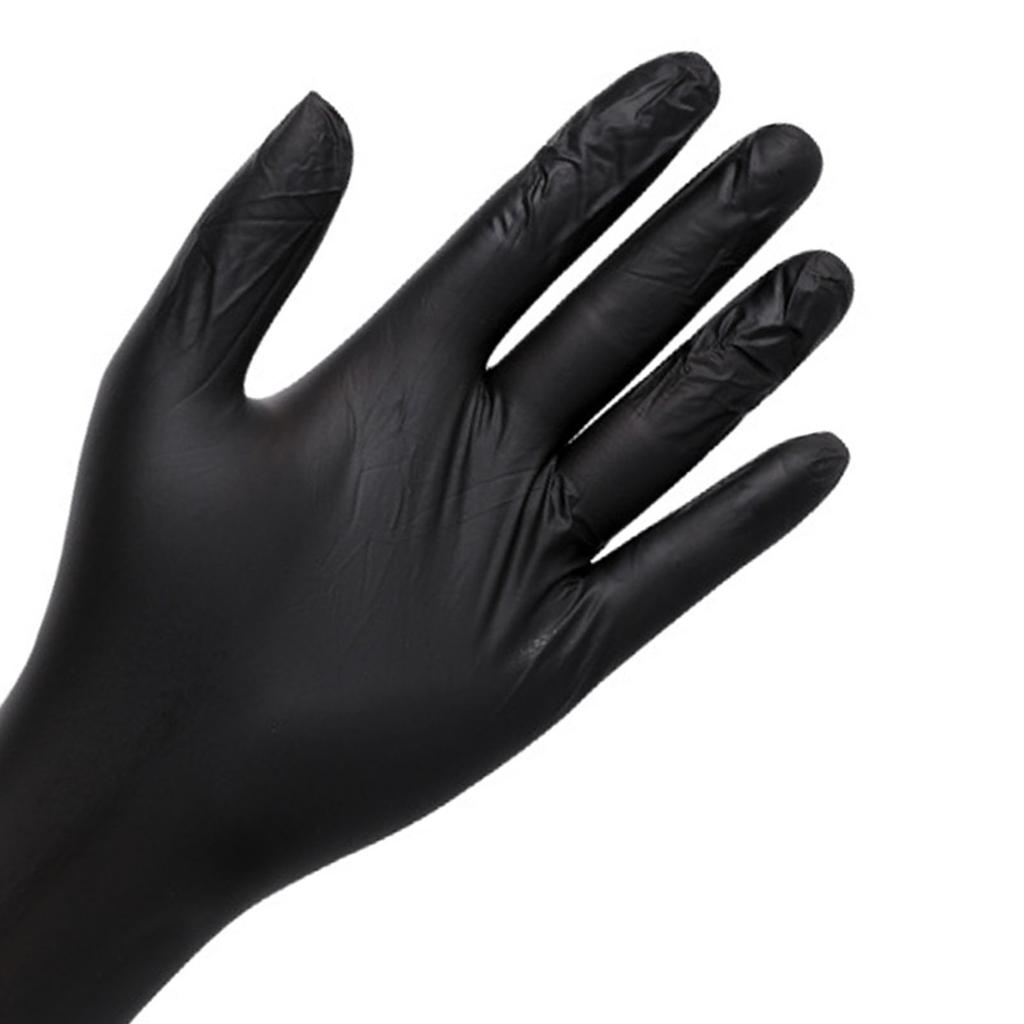 100PCS Food Gloves PVC High Elastic Protective Gloves for Cleaning Catering Black M