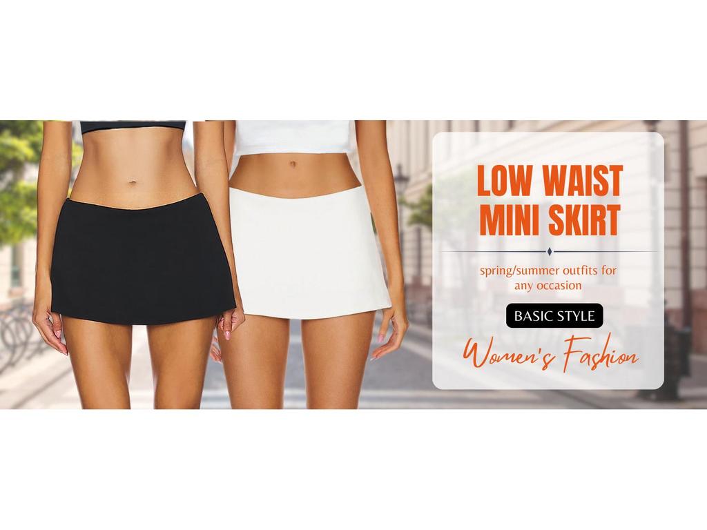 Minifalda Negra de Cintura Baja para Mujer con Pantalón Corto Integrado - Elástica y Sexy Prenda Básica de Verano
