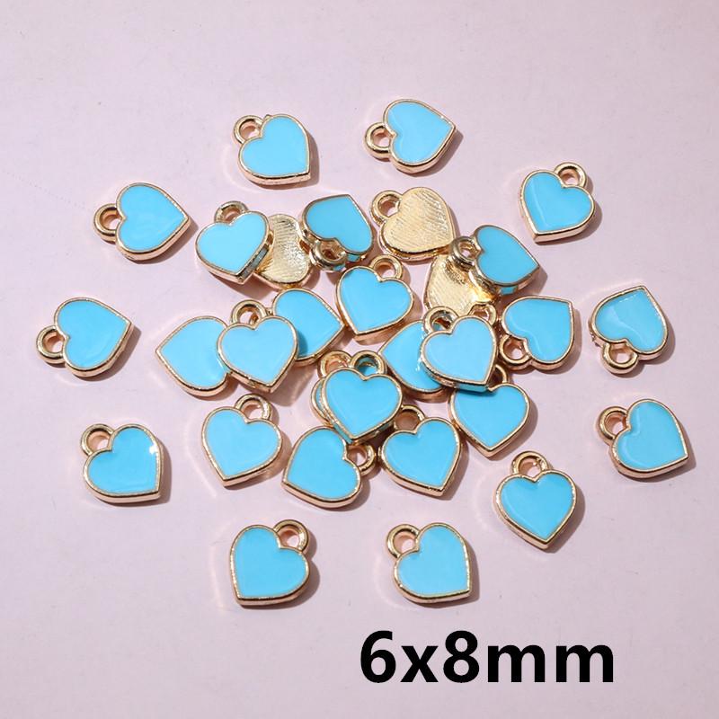 50Pcs 7x8mm Small Colorful Alloy Heart Charms Cute Love Pendants For DIY Bracelet Necklaces Jewelry Making Accessories