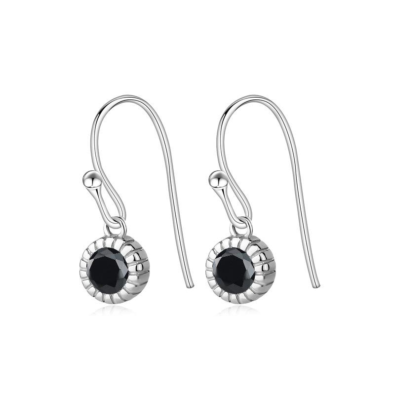 S999 Sterling Silver Versatile Zirconia Earrings: Korean Cool Style for Women - Lively, Commute-friendly Ear Hooks Sterling Silver