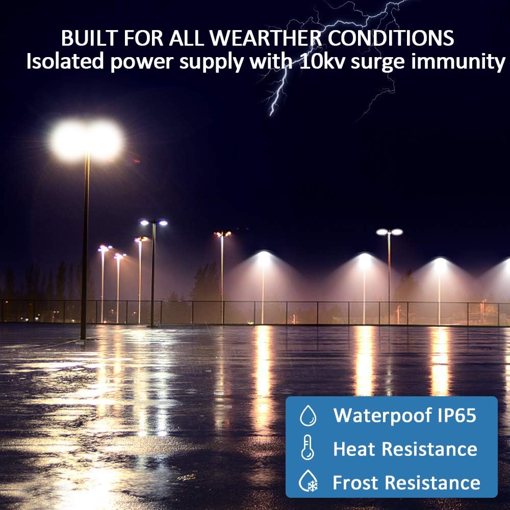 150W LED Street Light, 22,500LM 5000K Daylight White, Replaces 1500W Halide, AC100-277V, Dusk-to-Dawn Photocell, Shoebox Pole Li