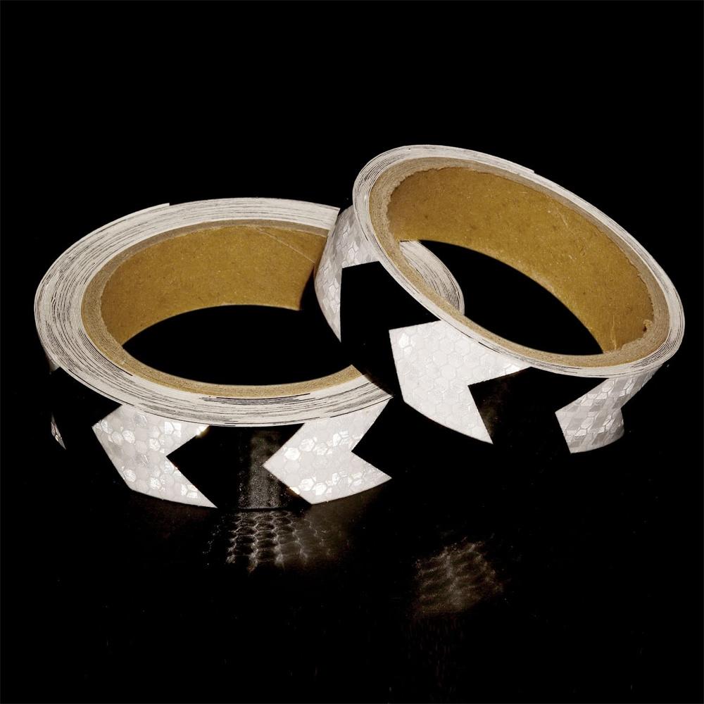 

25mm*5m Arrow Reflective Stickers Waterproof Adhesive High Visibility White-Black Warning Safety Tape Reflectors For Bicycle Car