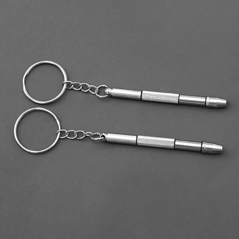 

Ремкомплект отвертки для очков 4 в 1 с брелком серебряный