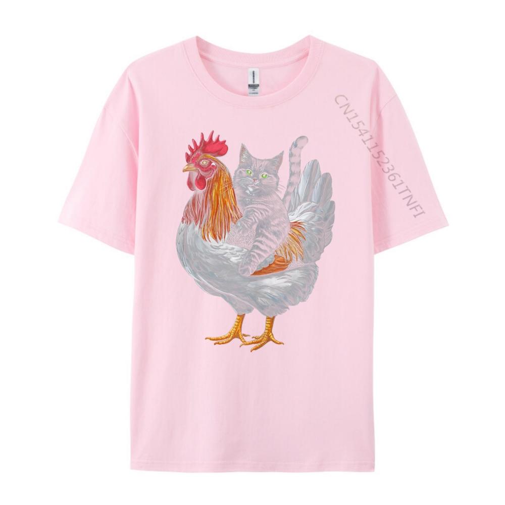 Cat Riding Chicken Tuxedo Cat On A Chicken Printed T-Shirt Graphic T Shirts Letter