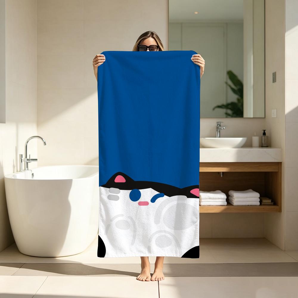 Anime Lucky Cat Towel ultra-fine fiber quick drying absorbent bath towel, outdoor swimming sports towel