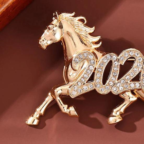 2026 Rhinestone Horse Brooch Year of Horse Lapel Pin Galloping Horse Brooch Pin New Year Outfit Accessory for Suits Coats Scarves
