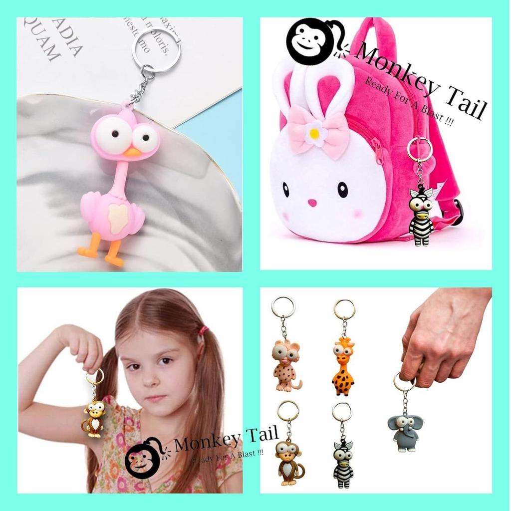 12 Pcs Jungle Animal Theme Keychains As Birthday Return Gifts for Kids of All Age Groups