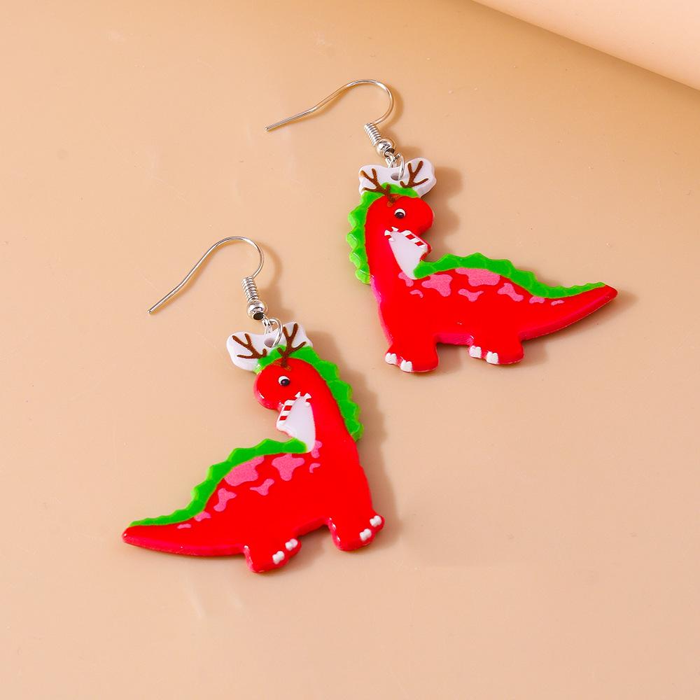 Европейские и американские модные серьги-подвески в виде динозавров - Милые крючки для ушей в виде животных, Идеальный рождественский подарок