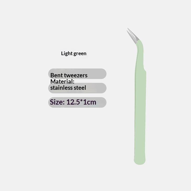 1Pcs Stainless Steel Eyelash Extension Tweezers Curved Straight Head Lashes Tweezer Non-Magnetic Eyelashes Nail Makeup Tools