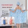 Summer Strapless Dress & Bath Cap Set: Soft, Absorbent Bathrobe and Quick-Dry Hair Cap for Women