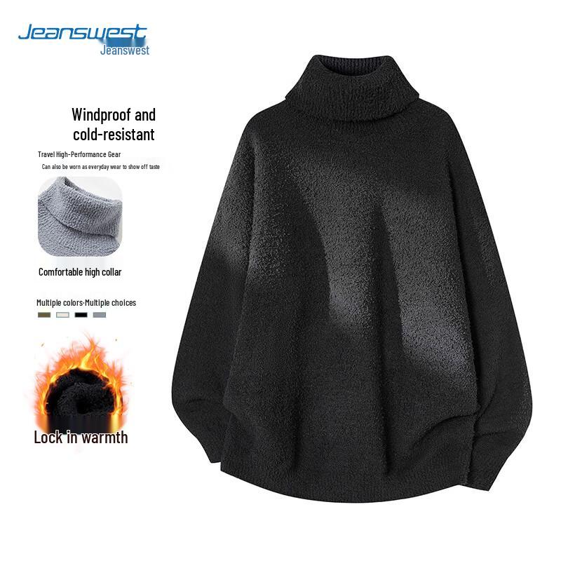 JEANSWEST Men's Thickened Turtleneck Knit Sweater
