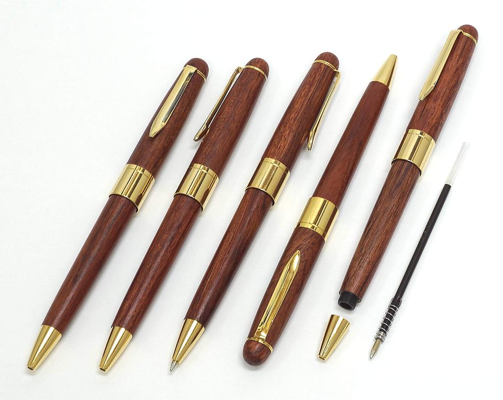 Takizawa White Pen Case with Wooden Royal Ballpoint Pen Set Hook-and-Loop (2-Pack) T23-NK01W-1446S-2