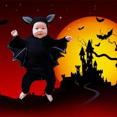 Black Bat Cartoon Cosplay  Costume Baby Pajamas Infant Bodysuits Long Sleeve Toddler Clothing Boy Girls Clothes Baby Rompers Costumes Halloween