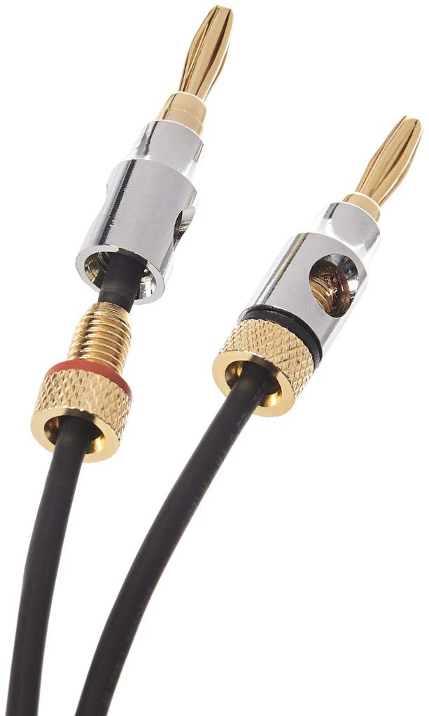 Amazon Basics Speaker Cable Wire with Banana CL2 Black Gold-Plated Plugs, - 99.9% Oxygen-Free - 1.8m,