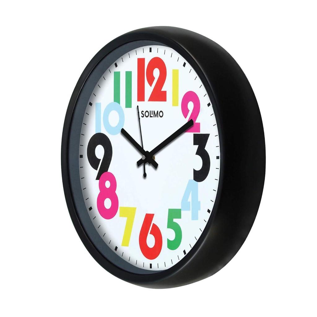 Engineered Wood, Glass Vivid 12-inch Silent Movement Wall Clock (Black)