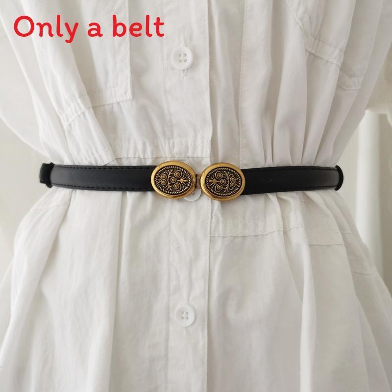 Womens Simple Black Leather Waist Belt With Alloy Closure For Versatile Style