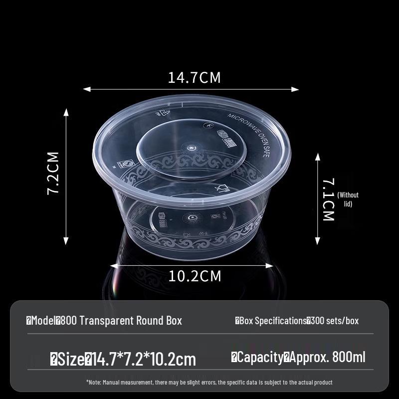 Handun Disposable Transparent Round Food Container Set