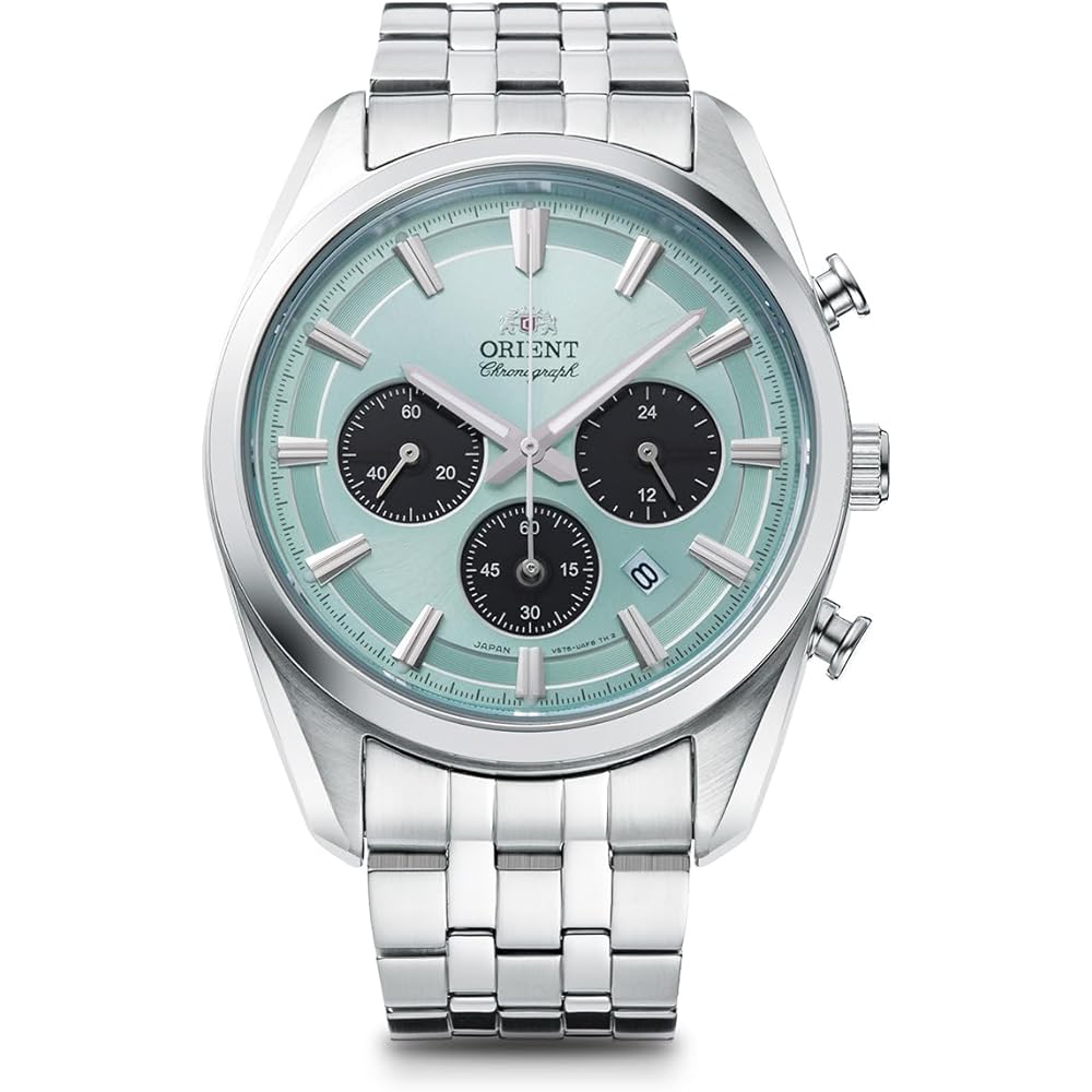 

Чоловічий сонячний хронограф Orient Stretto Solar, небесно-блакитний, RN-TX0304L, з гарантією японського виробника