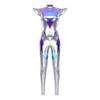 Macacão Alien Metálico Iridescente Feminino Manga Voadora Calças Compridas Unitard Traje Cosplay Espacial