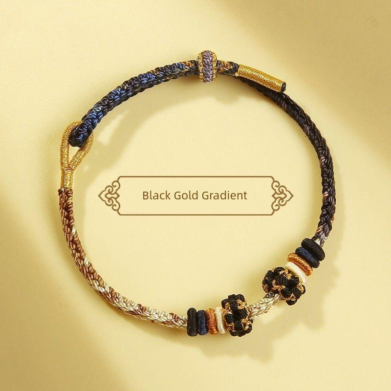 

Красивый плетеный ручной ремешок в сказочном стиле, с золотой отделкой, сделай сам, макаронного цвета, с узлом-ямочкой, белый браслет для детей Black Gold 14-18cm/3mm