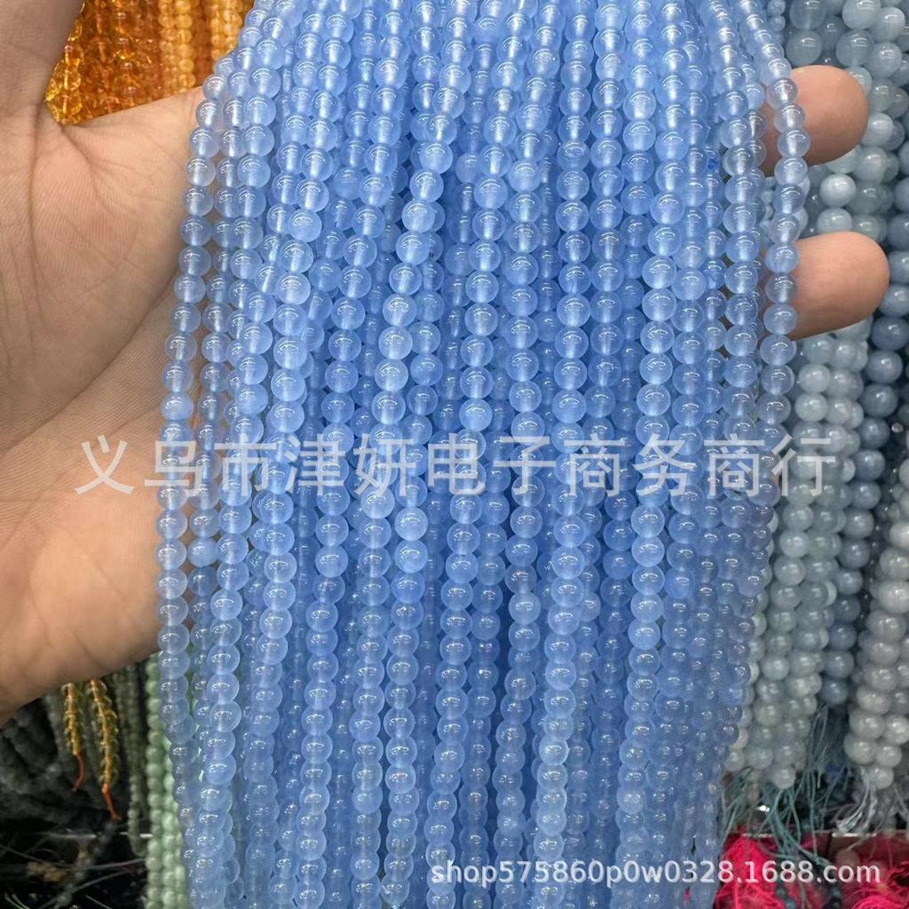 4mm Ice Transparent Aquamarine Round Beads for DIY Jewelry Accessories
