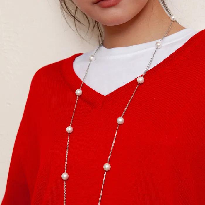Pearl Chain Long Necklace