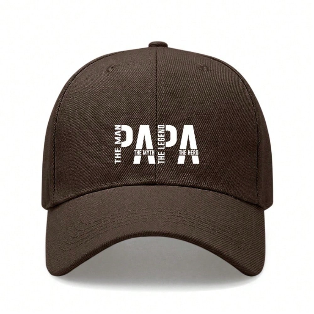 [Papa Dad Hat] Light Beige Polyester Adjustable Breathable Casual Baseball Cap For Men Father's Day Gift
