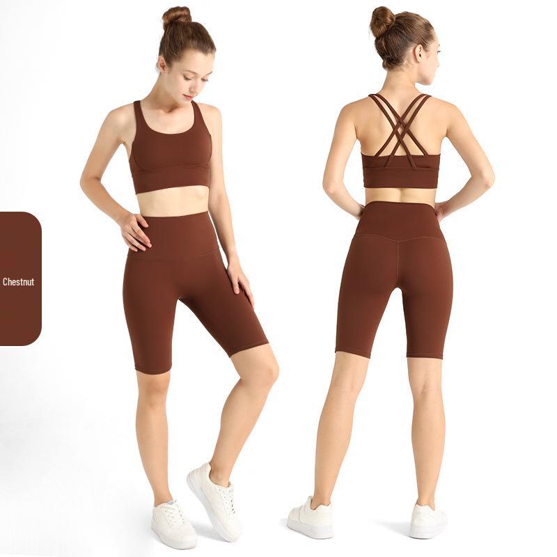 

Топ с перекрестной спинкой и шорты - Комплект для йоги - Летний нюд S