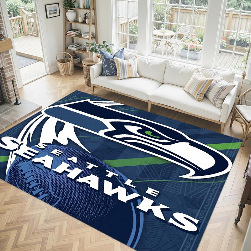 Seattle Seahawks Design Crystal Velvet Carpet Cozy Non?Slip Printed Rug For Bedroom Living Room Entrance