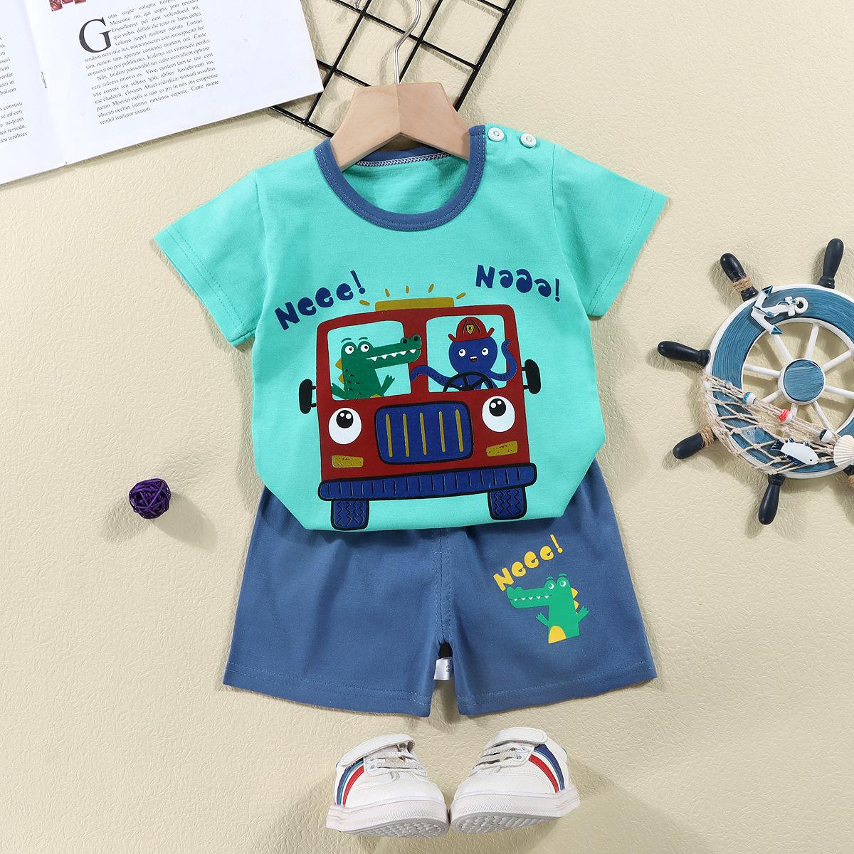 

Літній бавовняний комплект футболок з короткими рукавами 2023 р. Дитячі шорти з короткими рукавами Комплект із двох частин 100cm