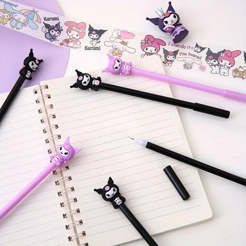 Sanrio 12/ 30PCS Black Kuromi Anime Gel Pens Cute Fairy Character Design 0.5mm Black Ink Ideal for Playful Gifts Office Signature Pen, Back School