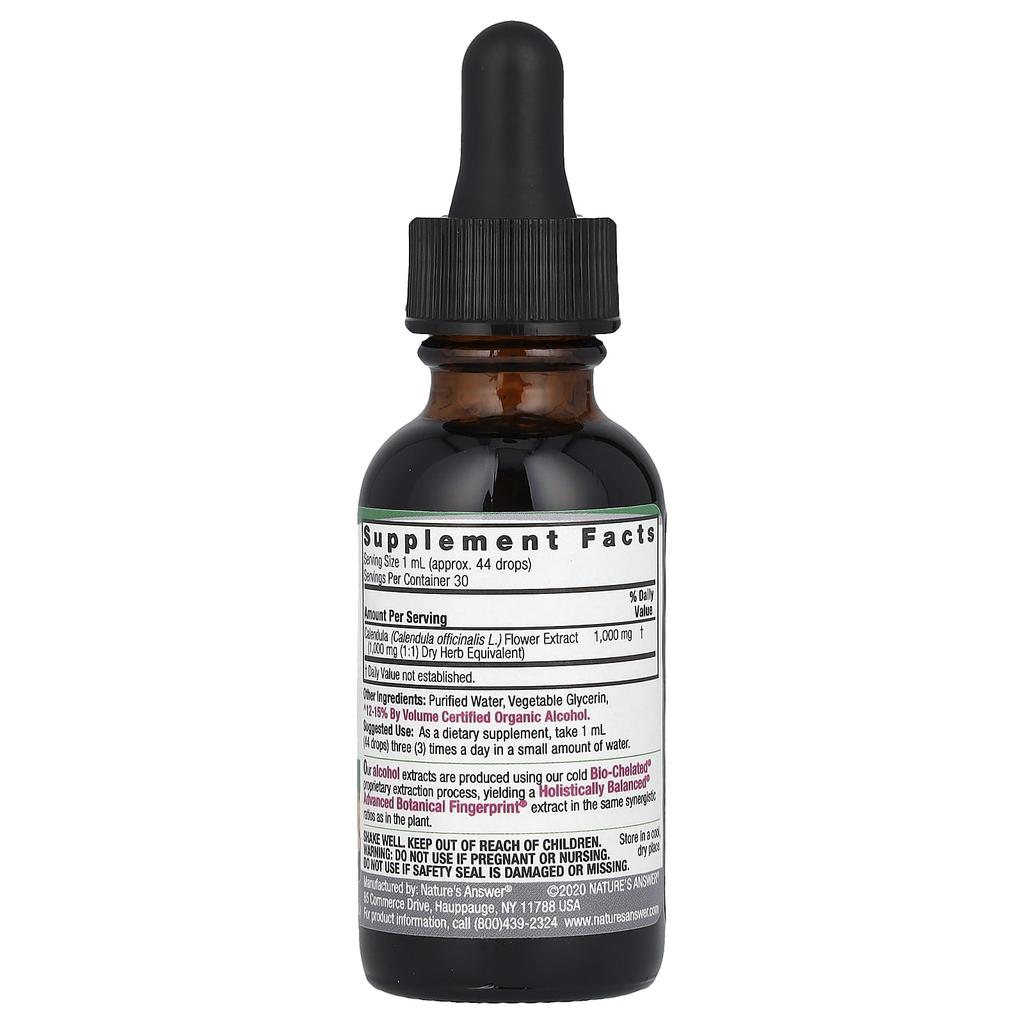 Nature'S Answer, Calendula Flower, Liquid Extract, Low Alcohol, 1,000Mg, 30Ml(1Fl Oz)