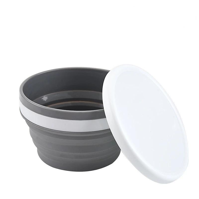 Bol pliabil din silicon multifuncțional cutie pentru tăiței instant Cutie deformabilă de călătorie în aer liber pentru ustensile de bucătărie de uz casnic cu capac