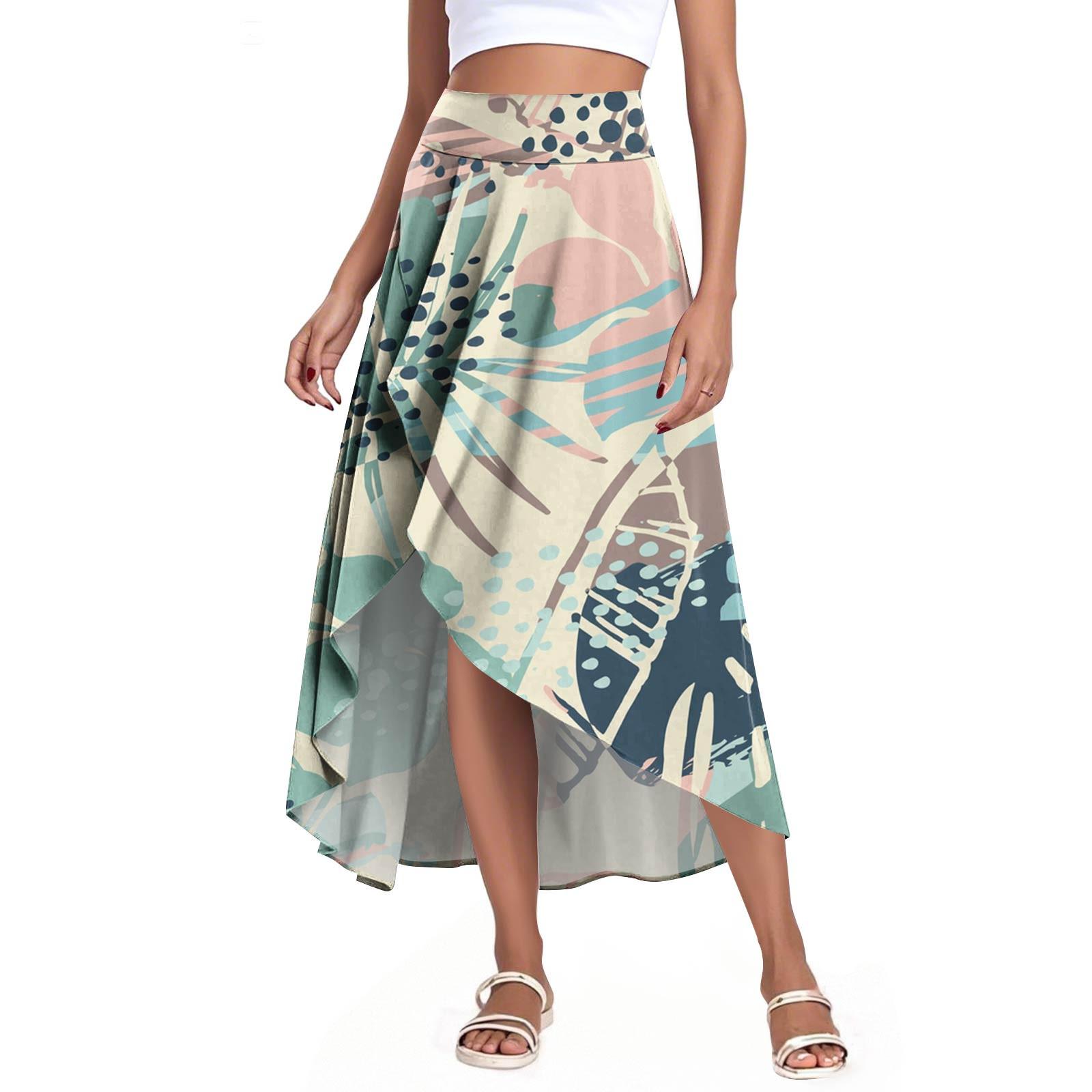 

Жіночі Модні Повсякденні Принтовані Шорти-Спідниця з Розрізом та Воланами з Високою Посадкою XL