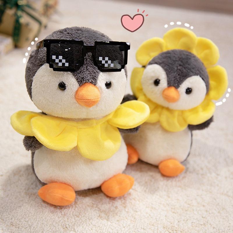 Cartoon Simulation Sun Flower Penguin Doll Plush Toy Doll Children Sleep Comforting Pillow Doll Gift